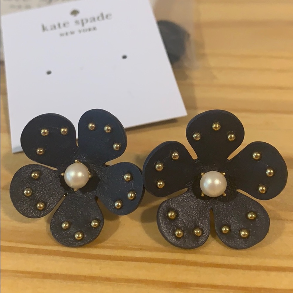 Kate Spade Blooming Bling Leather Flower Earrings